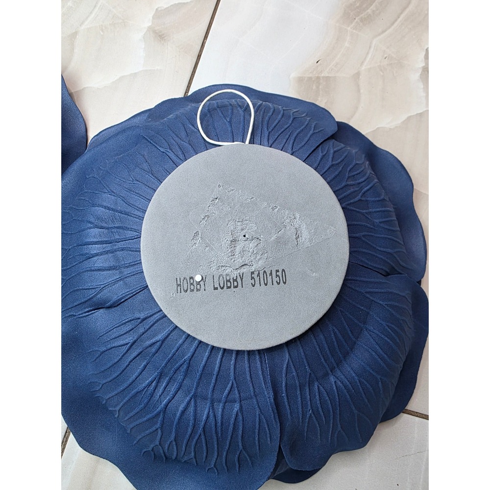 Hobby Lobby Navy Blue Foam Wall Flowers Set of 2 Large Rose Decor 510150 537630 - Picture 10 of 11